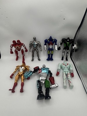 5  REAL STEEL set of 7 Action Figures robots ATOM lot Zeus Midas man giant Iron