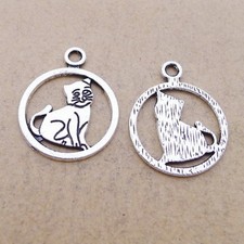Clearance 60PCS, Antique Silver Tone CAT Charm Pendant, Animal Charms JHS1103
