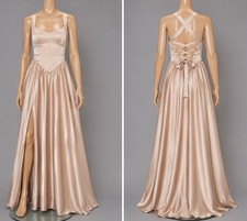 Show Me Your Mumu Abigail Maxi Dress Women Medium Champagne Luxe Satin Side Slit