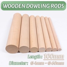 Ø 4mm to 60mm Beech x 10cm Wooden Dowling Rods, Dowels DIY, Craft Sticks Rods