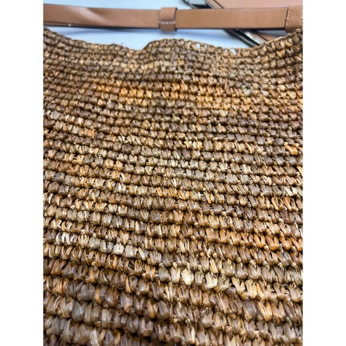 Sac à main fourre-tout bandoulière Proenza Schouler étiquette blanche Minetta marron raphia paille - Photo 7 sur 7