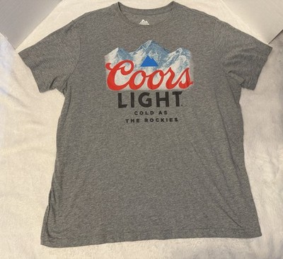 Coors Light T-Shirt Mens XL Cold As The Rockies Beer Gray Graphic Brewing Co.