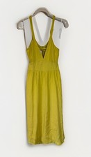Lulus Dress Medium Butter Yellow Backless Deep V Neck  With Pockets Summer Dress