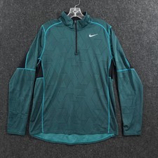 Nike Running Pullover Men's Large Teal Dri-FIT Quarter 1/4 Zip Shirt 729303-309
