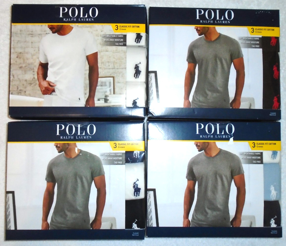 NEW MEN'S "POLO RALPH LAUREN 3 PACK CLASSIC FIT COTTON CREW NECK SHIRTS" CHOOSE!