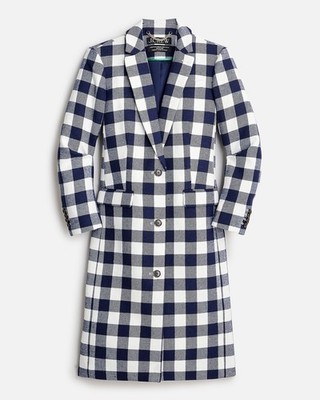 NWT J.Crew Alfie Topcoat in Ivory Blue Buffalo Check Italian Wool Coat 4