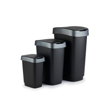 Image of Waste Bins with hinged lid Rotho Twist waste bin set of 3- 10L, 25L and 50L Bins
