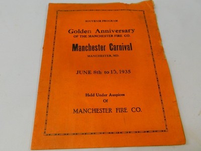 Vintage 1935 Souvenir Program MANCHESTER MD FIRE CO Carnival Golden Anniversary