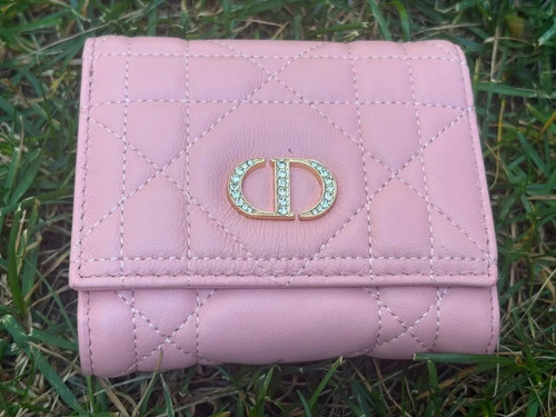 Dior Caro Compact Pink Trifold Women's Wallet