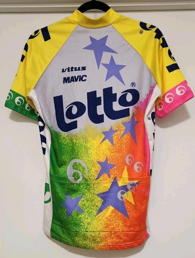 Camiseta masculina vintage Assos Lotto Mavic Vitus Opel quarto de zíper ciclismo cor neon GG  - Imagem 2 de 4