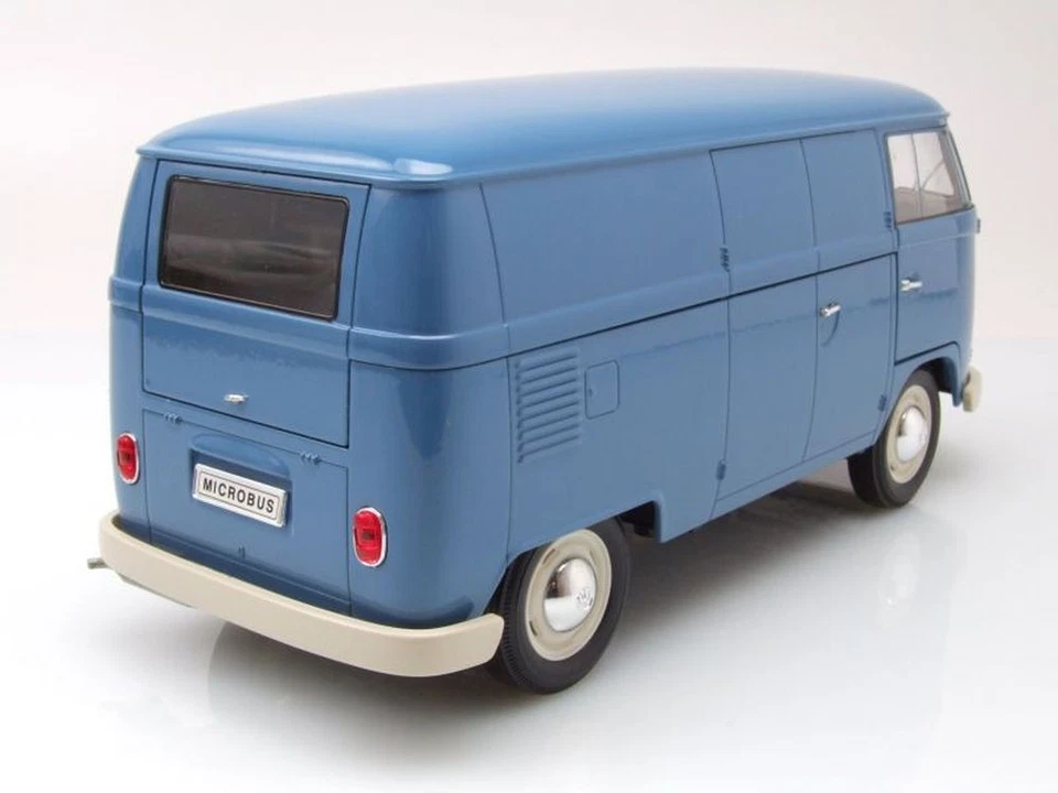 VW T1 Bus Kasten 1963 Blu Modellino 1:18 Welly - Immagine 2 di 4