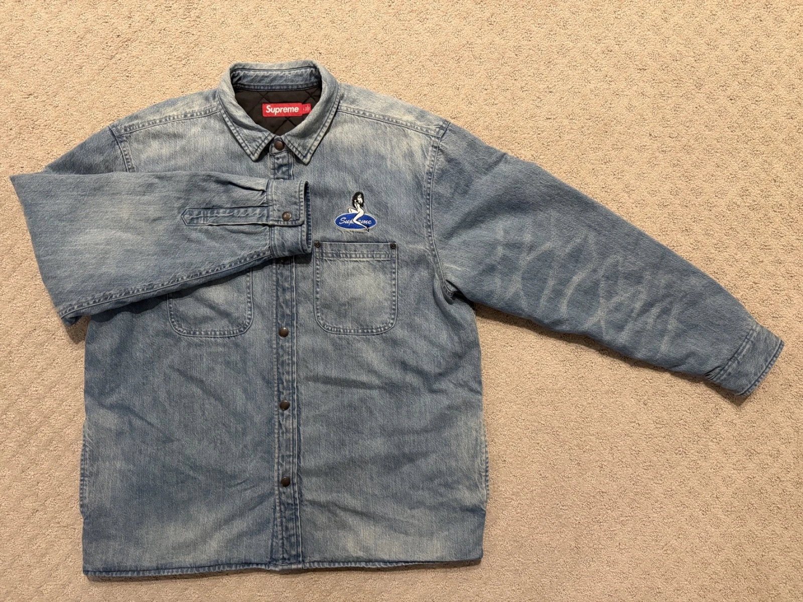 Supreme Quilted Lined Denim Snap Shirt (SS26) Blue nwot - product detail image 1