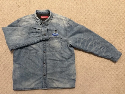 Supreme Quilted Lined Denim Snap Shirt (SS26) Blue nwot - product listing photo