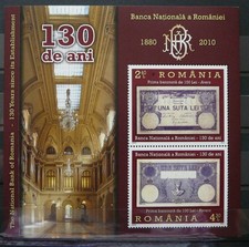 Romania S. Sheet -   130th Anniversary of the National Bank of Roman_2010 - MNH.