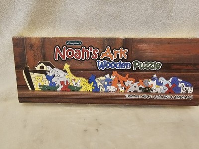 New VINTAGE Hampton's NOAH'S ARK Wooden PUZZLE Teaches ABCs