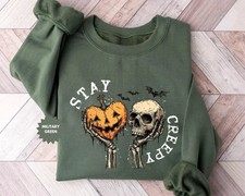 Creepy Sweatshirt Womens Halloween Spooky Fall Autumn