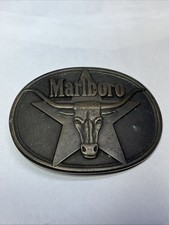 Marlboro Solid Brass Belt Buckle By Philip Morris Longhorn Design Vintage 1987