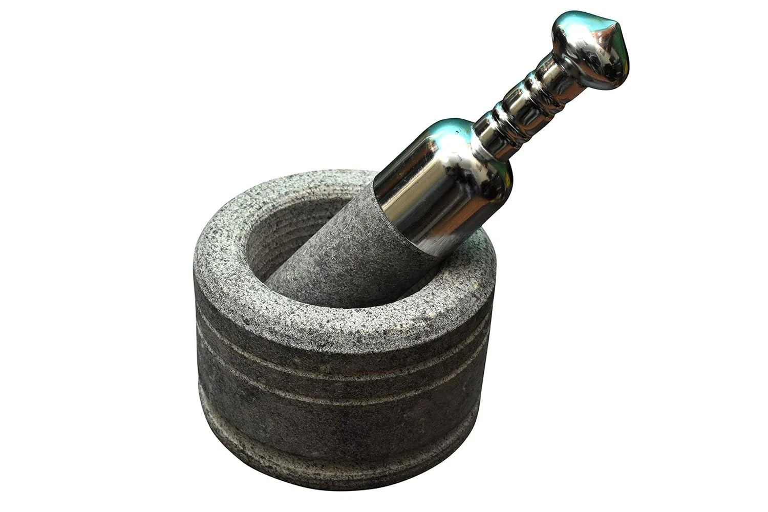 Stone Mortar and Pestle Set with Stainless Steel Handle Okhli Masher Khalbatta
Opens in a new window