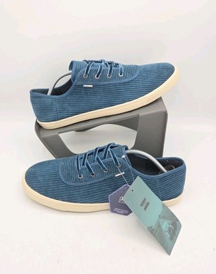 Toms Carmel Schnürschuhe Damen UK Größe 8 Sneaker Freizeitschuhe Cord Blau Navy 