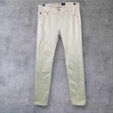 AG Adriano Goldschmied Matchbox Pants Mens Beige 33x34 Tag 32 Slim Straight