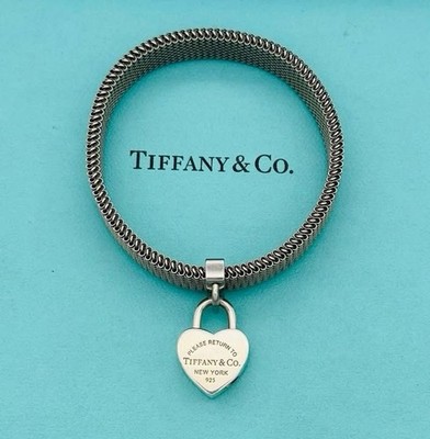 Tiffany & Co. Mesh Edelstahl Stretch Armband mit runden Noten Charm