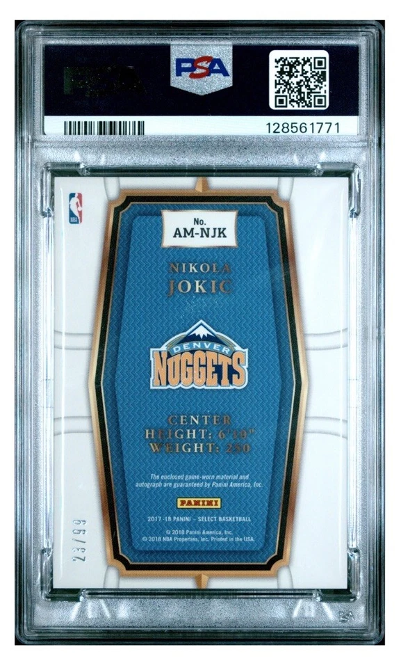 2017-18 Select Autographed Memorabilia #22 Nikola Jokic PSA 10 - Pop 1! - Image 2 of 4