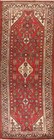 Vintage Tribal Geometric Red Hamedan Runner Rug 3x10 Wool Handmade Hallway Rug