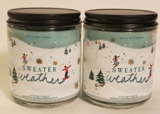 BATH BODY WORKS LOT OF 2 SWEATER WEATHER SINGLE WICK 7 OZ SCENTED CANDLE