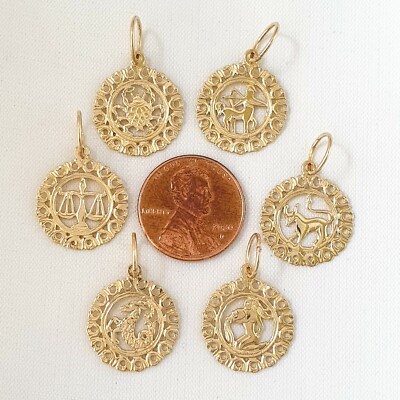 14K Gelbgold Sternzeichen Anhänger / Charm, Made in USA