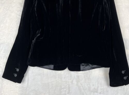Semantiks Anthropologie Whimsy Goth Crushed Black Velvet Lined Jacket Blazer 8P - Bild 16 von 19