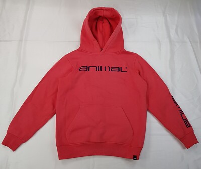 TIER JUNGEN ALTER 11-12 JAHRE ROT BAUMWOLLE PULLOVER HOODIE PULLOVER BESTICKTE LOGOS