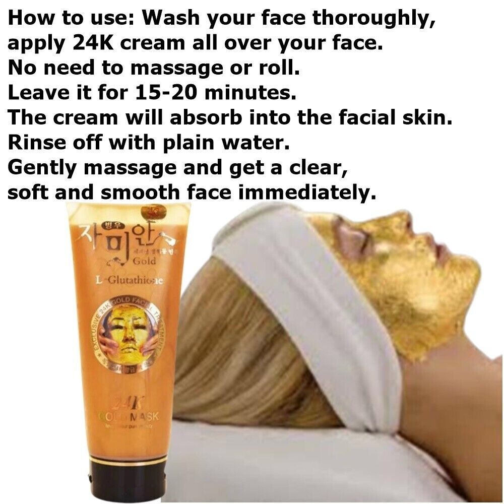 24K Gold Mask L Glutathione Cream Soft Facial Treatment 220 ml Pure Beauty  Skin