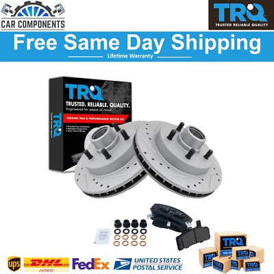 TRQ New Front Brake Pad & Rotor Kit For 1992-2002 Chevy GMC Savana