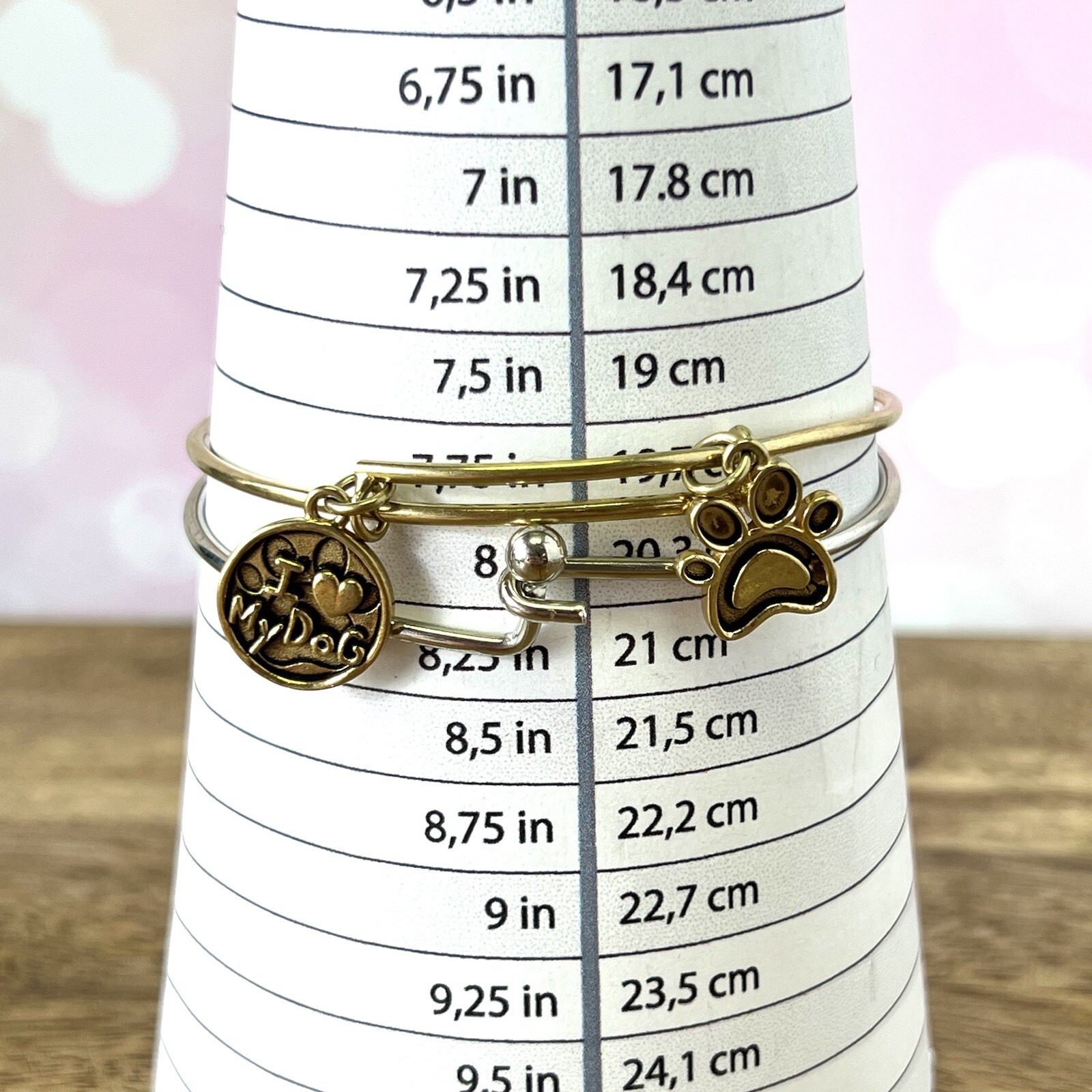Bangle Bracelet Stack with Charms, Most Silver To… - image 6