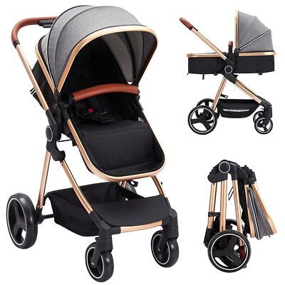 Kombi-Kinderwagen 2-in-1 mit Buggy Pram Travel System 5-Punkt Sicherheitsgurt DE