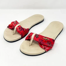 Havaianas You St. Tropez Sandal Flip Flops Size 6 Red Floral Resort-Ready Style