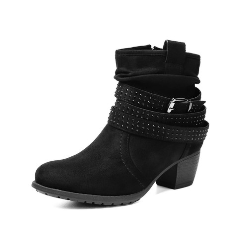 Women s Mid Calf Boots,Round Toe Comfort Low Heel Slouchy Dress zip booties