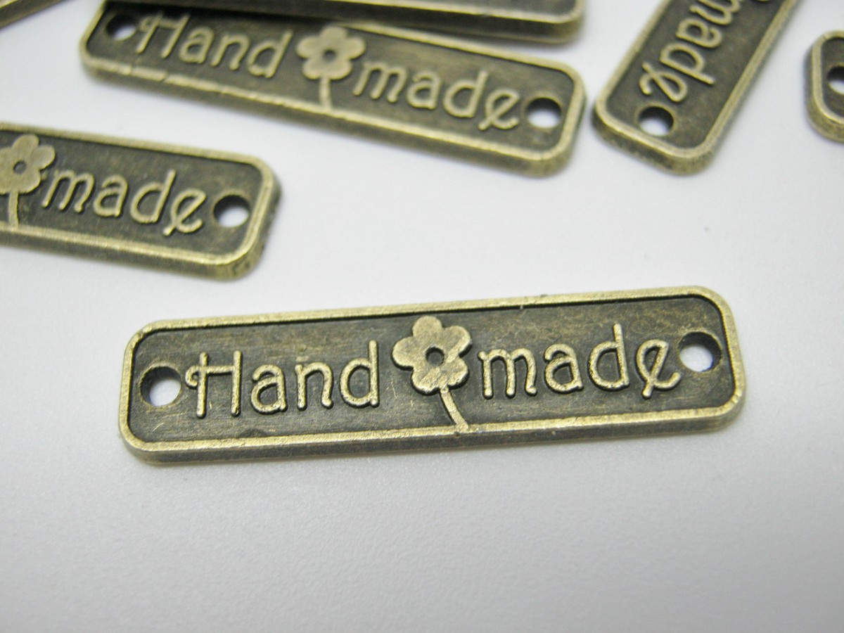 10 Handmade Label Metal Tags 25mm (1) Bronze Connector Handmade Crafts Label, etiquetas handmade - Vimarsana News