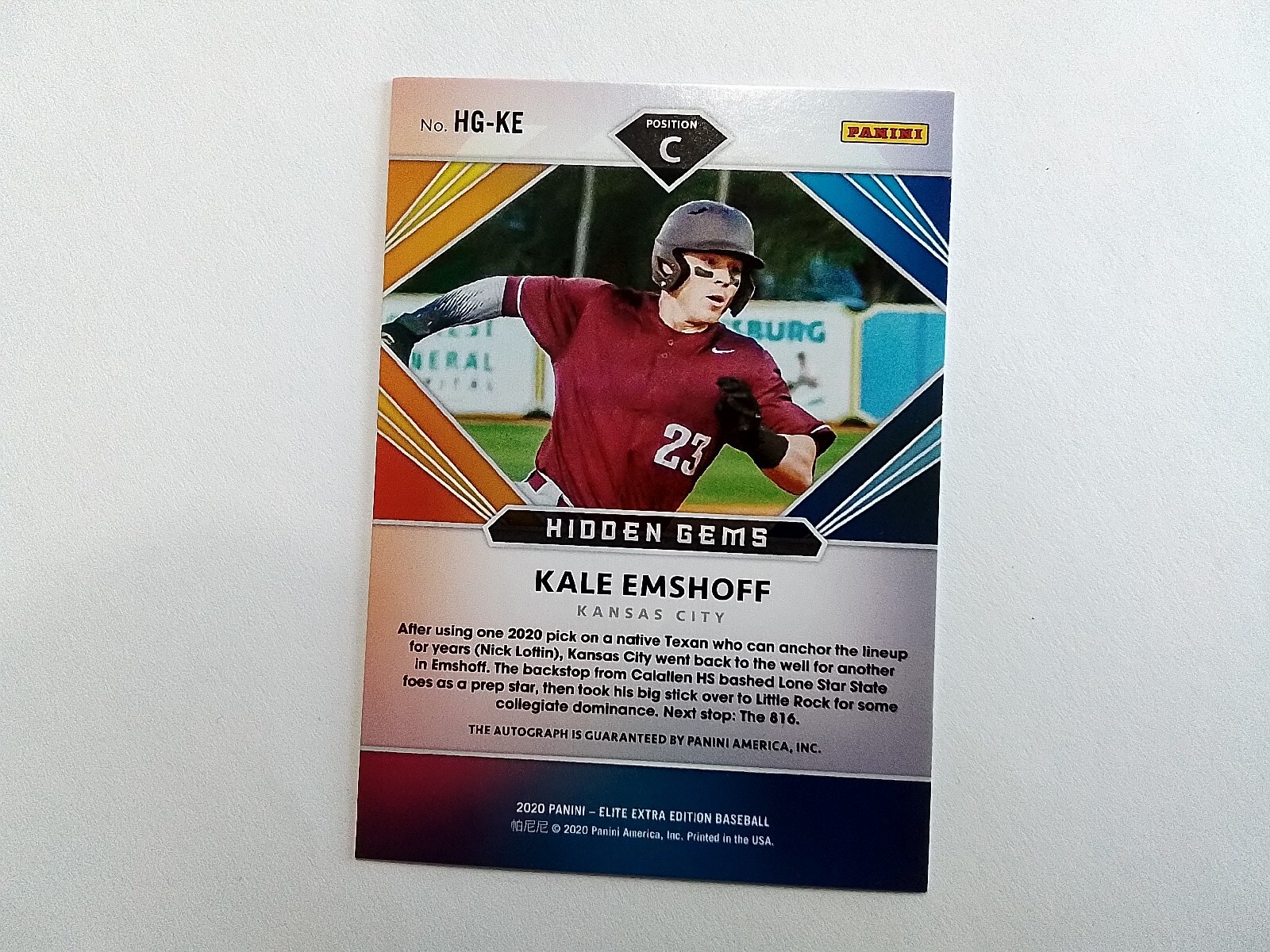 2020 Panini Elite Extra Edition Hidden Gems Black Kale Emshoff #HG-KE Auto d