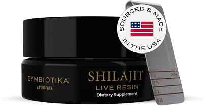 CYMBIOTIKA Pure Shilajit Resin with Elemental Gold, Fulvic Acid, 84+ (15G Jar)
