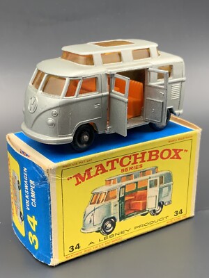 Matchbox Lesney 34c  VW Camper mit Erhöhung  Made In England 60er@7323@ OVP