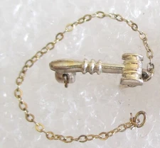 Vintage Gavel Guard Pin w/ Chain - Fraternal Officer Attachment