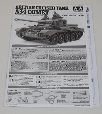 TAMIYA A34 COMET 35380  PARTS  INSTRUCTION BOOKLET 1/35
