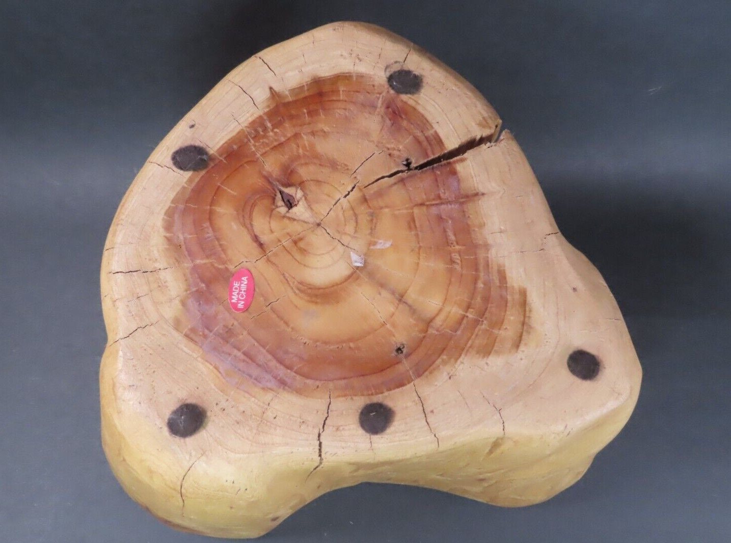 Large Natural Wood Bowl Vintage Reclaimed Hand Carved 9.25” Wide x 5.5" Tall