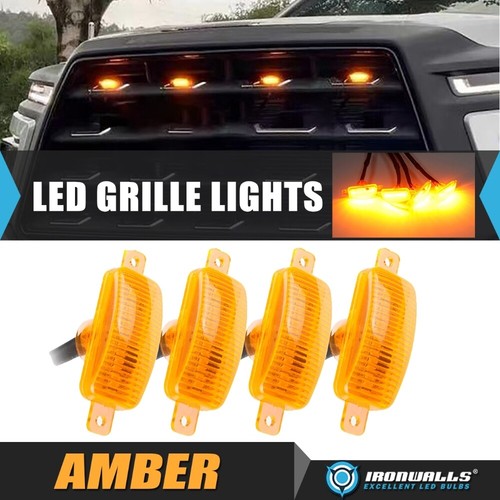 4x Amber Raptor LED Grille Marker Lights Running Lamp for FORD F250