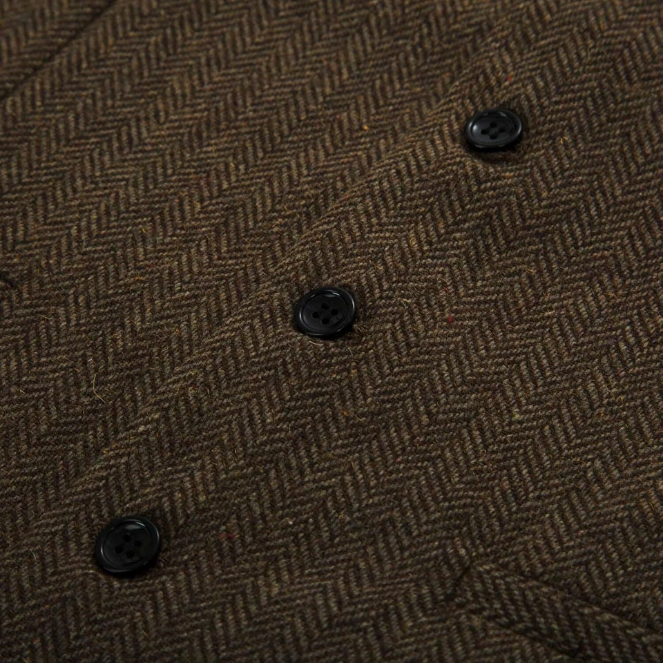 Chaleco de tweed espiga para hombre mezcla de lana informal vestido chaleco para negocios Foto 4 de 4