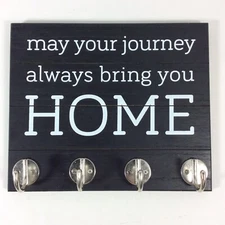 Black and White Key Holder Home Organization Wall 4 Hooks Entryway Decor