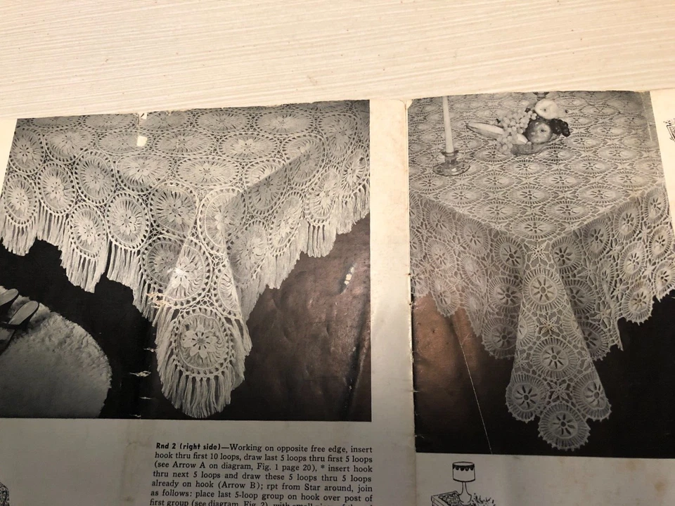 New Hairpin Lace Ideas D.M.C Crochet Magazine Doilies Scarfs 1954 Vol. 408 Vtg - Image 4 of 4