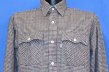 vintage 80s LEVIS 1980 USA OLYMPICS RED GRAY PLAID FLANNEL BUTTON DOWN SHIRT M