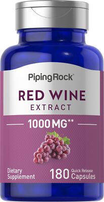 Red Wine Extract | 1000mg | 180 Capsules | Non-GMO, Gluten Free | by Piping Rock